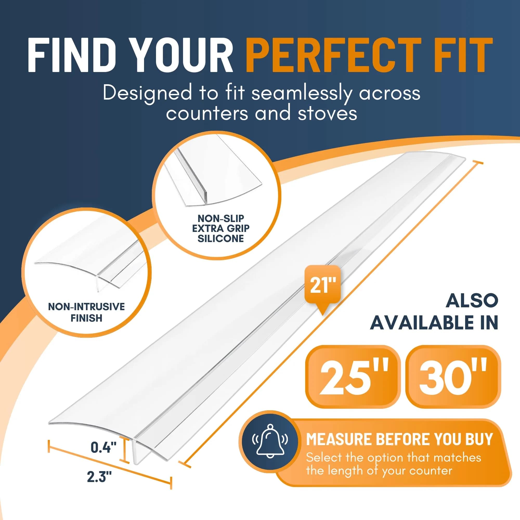 Linda's Essentials Silicone Stove Gap Covers 21 Inches Clear (2-Pack) | Seals Gaps Between Stovetop and Counter - view 2