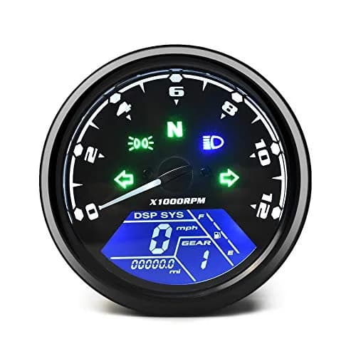 DKMOTORK Digital Gauge Motorcycle Speedometer/Tachometer/Odometer 95mm | Multi-Function Indicator Display thumbnail 1