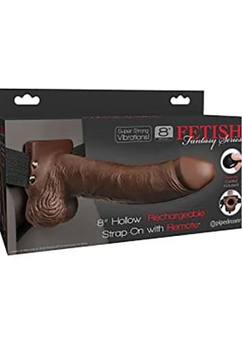 Pipedream Products Fetish Fantasy Series 8" Hollow Rechargeable Strap-on with Remote, Brown thumbnail 2