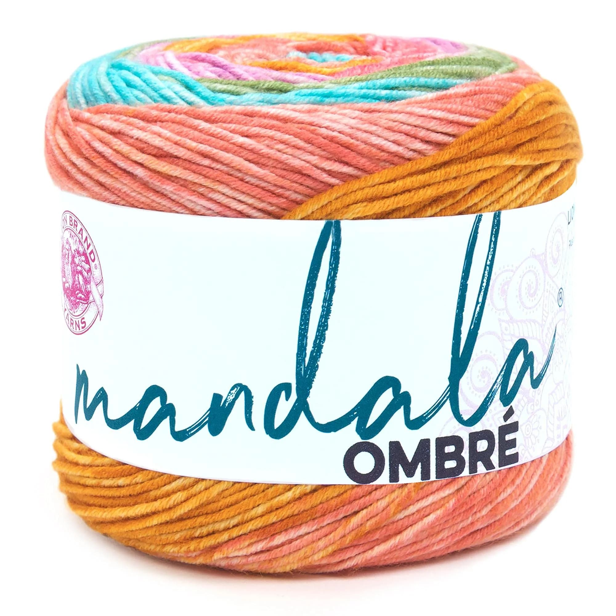 Lion Brand Yarn Mandala Ombré Yarn Tranquil Rainbow Multicolor 315m (344 yd) | Worsted Weight Acrylic for Crochet & Knitting - main product image