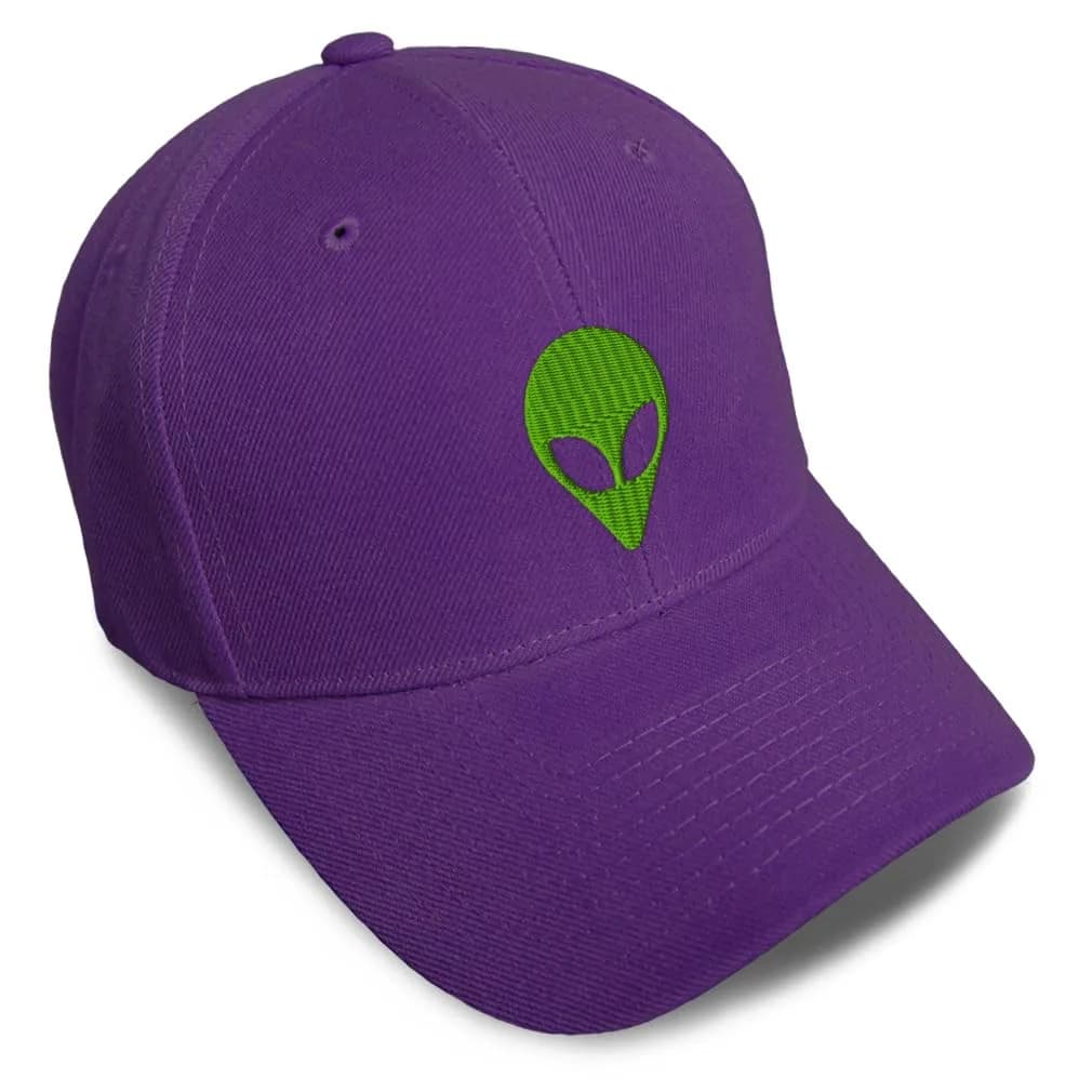 Speedy Pros Baseball Caps for Men & Women Embroidered Alien A Embroidery 6-Panel Acrylic Purple Design — Purple Design Only