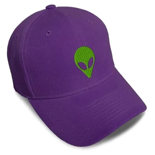 Speedy Pros Baseball Caps for Men & Women Embroidered Alien A Embroidery 6-Panel Acrylic Purple Design thumbnail 1