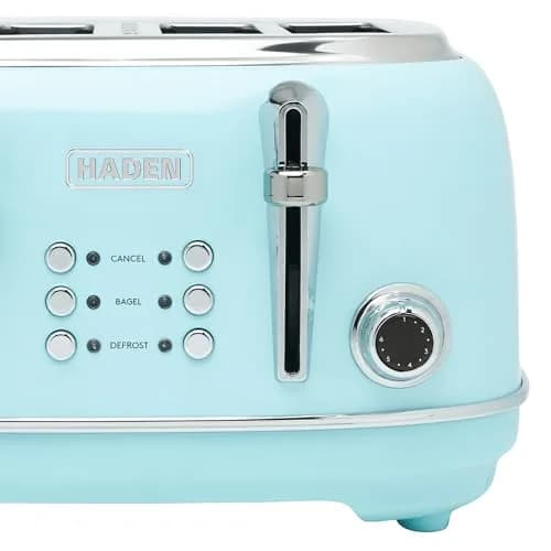 Haden Heritage 4 Slice Wide Slot Stainless Steel Toaster with Adjustable Browning & Non-Slip Feet, Turquoise & Chrome | Classic Design & Modern Features thumbnail 8