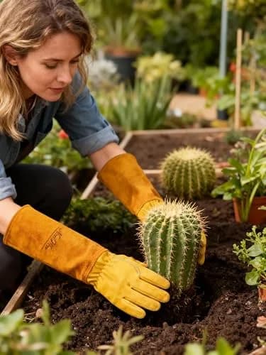 Nuo Wen X-Small Yellow Thornproof Garden Gloves for Women and Men | Puncture & Thorn Resistant thumbnail 4