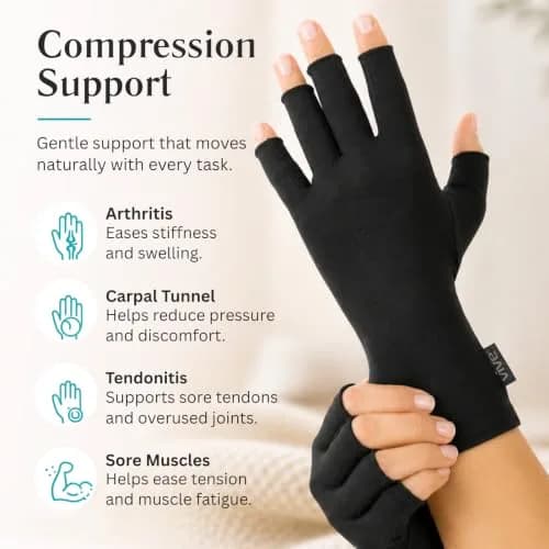 Vive Arthritis Compression Gloves for Men & Women - X-Large, Black | Rheumatoid Pain Relief Hand Support - view 4