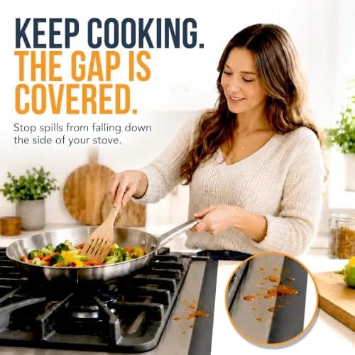 Linda's Essentials Silicone Stove Gap Covers 25 Inches (63.5 cm) Black | Seals Gaps Between Stovetop and Counter thumbnail 5
