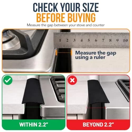 Linda's Essentials Silicone Stove Gap Covers 25 Inches (63.5 cm) Black | Seals Gaps Between Stovetop and Counter thumbnail 6