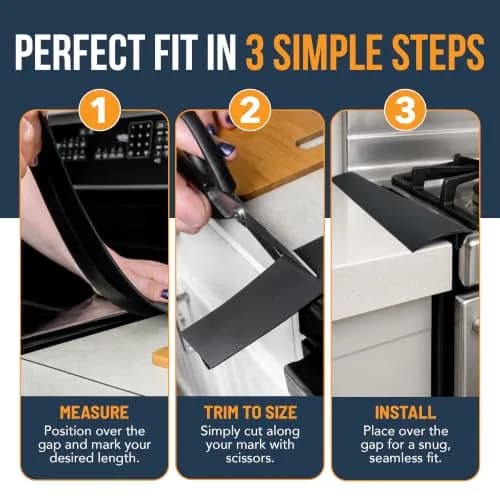 Linda's Essentials Silicone Stove Gap Covers 25 Inches (63.5 cm) Black | Seals Gaps Between Stovetop and Counter thumbnail 7