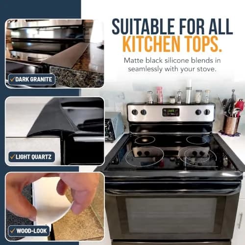 Linda's Essentials Silicone Stove Gap Covers 25 Inches (63.5 cm) Black | Seals Gaps Between Stovetop and Counter thumbnail 8