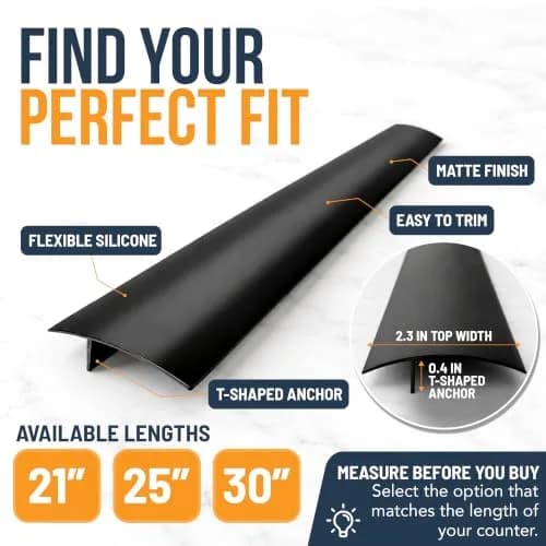 Linda's Essentials Silicone Stove Gap Covers 25 Inches (63.5 cm) Black | Seals Gaps Between Stovetop and Counter thumbnail 2