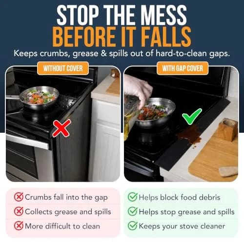 Linda's Essentials Silicone Stove Gap Covers 25 Inches (63.5 cm) Black | Seals Gaps Between Stovetop and Counter thumbnail 3