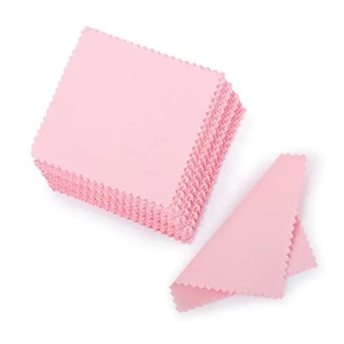 SEVENWELL Pink 50pcs Jewelry Cleaning Cloth | Sterling Silver Gold Platinum Polish 8x8cm thumbnail 1