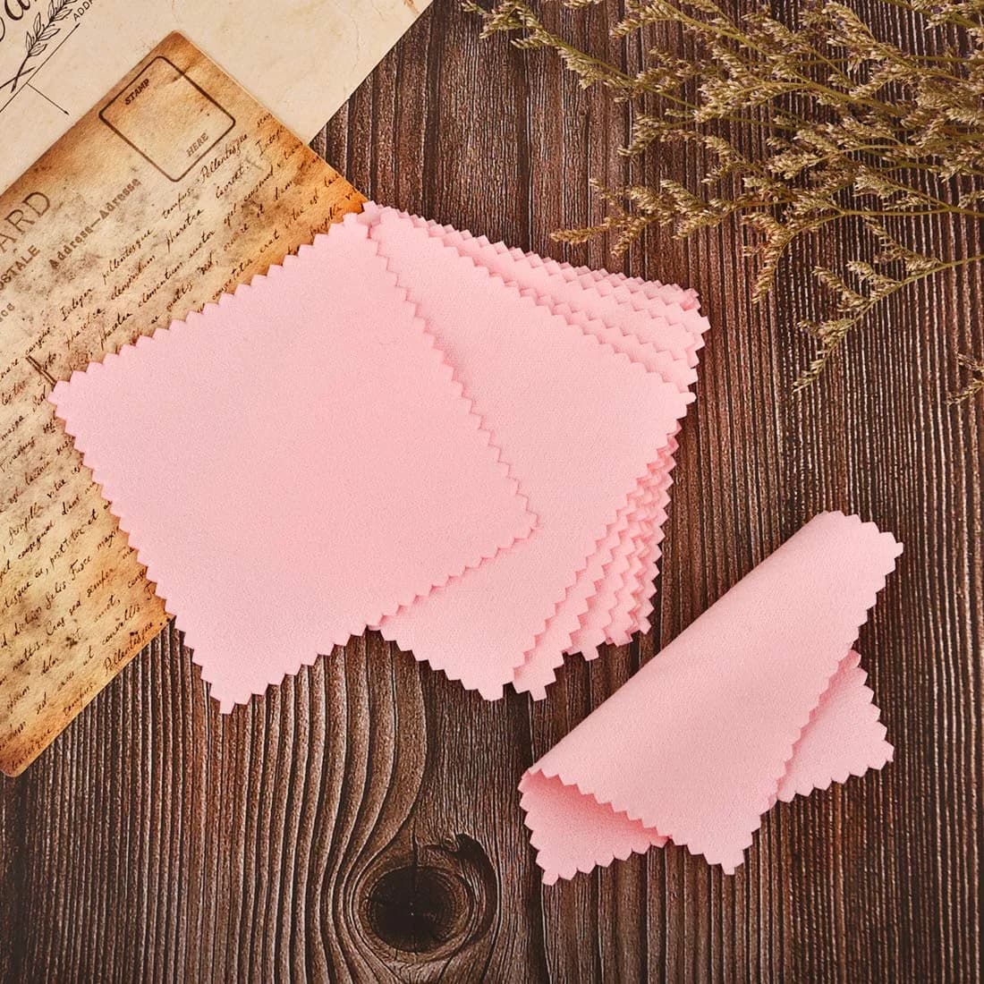 SEVENWELL Pink 50pcs Jewelry Cleaning Cloth | Sterling Silver Gold Platinum Polish 8x8cm - view 5
