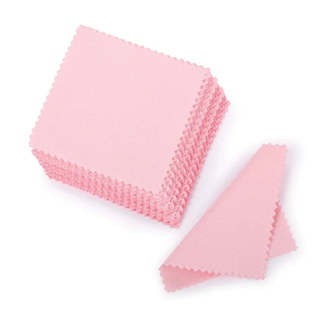SEVENWELL Pink 50pcs Jewelry Cleaning Cloth | Sterling Silver Gold Platinum Polish 8x8cm - main product image