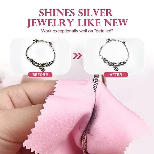SEVENWELL Pink 50pcs Jewelry Cleaning Cloth | Sterling Silver Gold Platinum Polish 8x8cm thumbnail 3