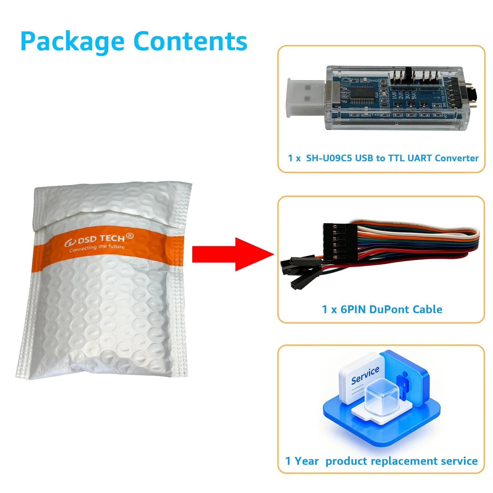 DSD TECH SH-U09C5 USB to TTL UART Converter Cable with FTDI Chip Support 5V 3.3V 2.5V 1.8V TTL (1.5 inch length) - view 7