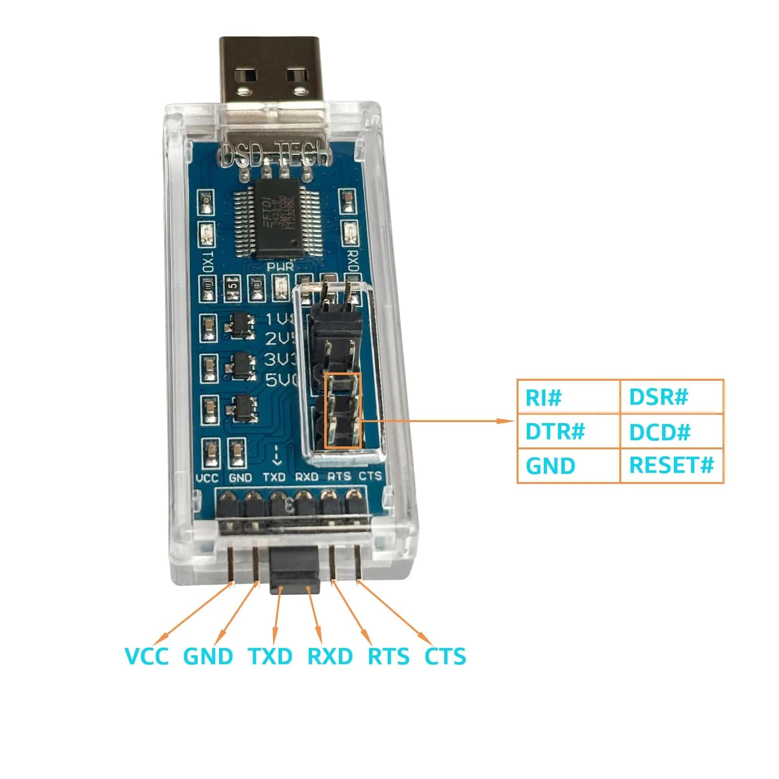 DSD TECH SH-U09C5 USB to TTL UART Converter Cable with FTDI Chip Support 5V 3.3V 2.5V 1.8V TTL (1.5 inch length) - view 3