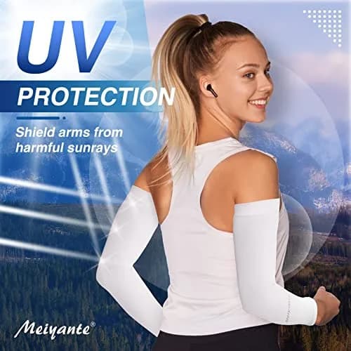 Meiyante Black Arm Sleeves with Thumb Holes & Palm Coverage | UPF 50+ Sun Protection for Men & Women thumbnail 6