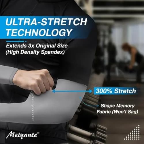Meiyante Black Arm Sleeves with Thumb Holes & Palm Coverage | UPF 50+ Sun Protection for Men & Women thumbnail 7