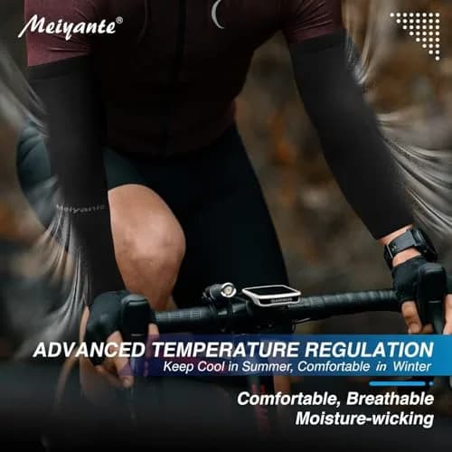 Meiyante Black Arm Sleeves with Thumb Holes & Palm Coverage | UPF 50+ Sun Protection for Men & Women thumbnail 8