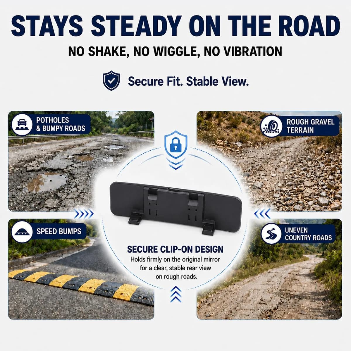 SkycropHD Blue Anti Glare Wide Angle Car Rearview Mirror 29.5cm (11.6'') | Reduces Blind Spots & Headlight Glare - view 6