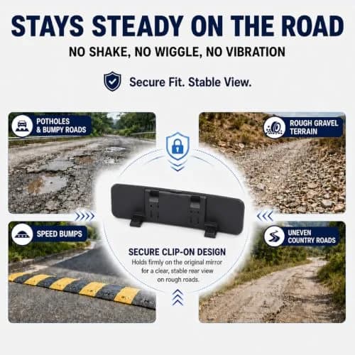 SkycropHD Blue Anti Glare Wide Angle Car Rearview Mirror 29.5cm (11.6'') | Reduces Blind Spots & Headlight Glare thumbnail 6