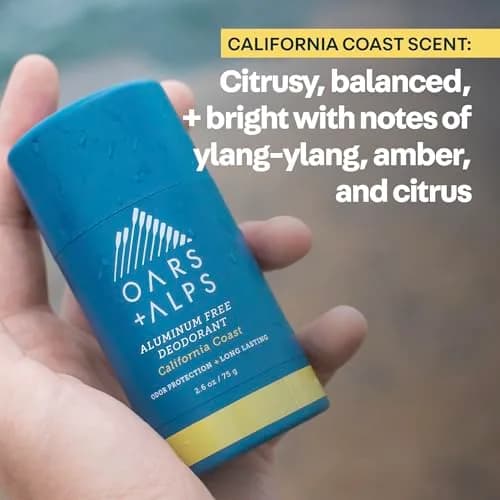 Oars + Alps Aluminum Free Deodorant Stick for Men & Women, California Coast Scent, 74g (2.6oz) | Odor Absorbing & Clear Formula thumbnail 5