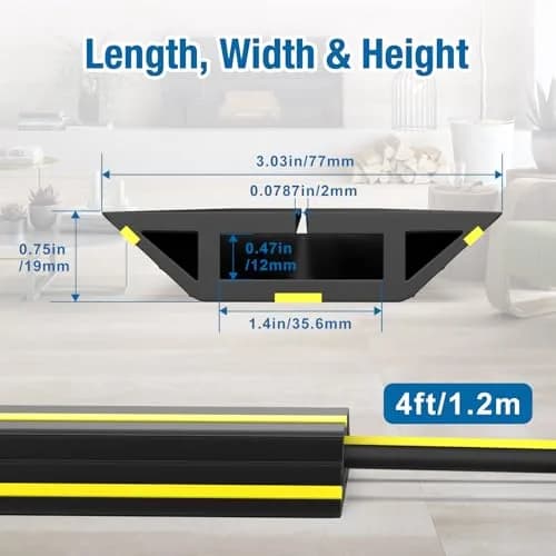 Eapele Heavy Duty PVC Floor Cable Protector Cord Cover 3.73 m (4 ft) | Prevents Trip Hazards thumbnail 2