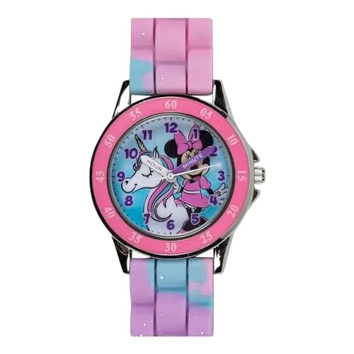 Accutime Disney Minnie Mouse Time Teacher Watch for Girls | 35mm Case, 15.5mm Rubber Strap, Pink Rotating Bezel thumbnail 5
