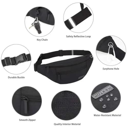 MAXTOP Large Fanny Pack for Women Men Crossbody Bag with 4-Zipper Pockets | Hands-Free, Adjustable Waist, Water-Resistant thumbnail 4
