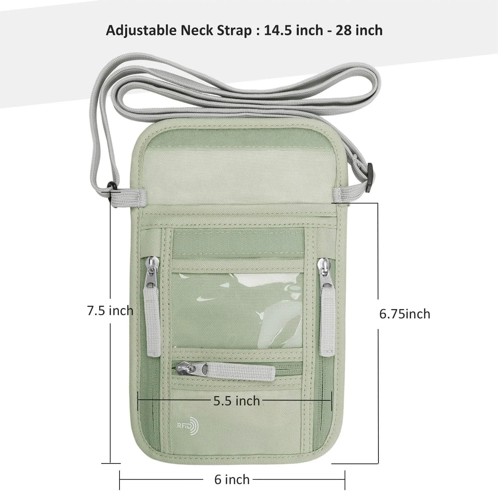 WALNEW RFID Blocking Passport Holder Neck Pouch 18cm (7.5") | Secure Travel Wallet with Lanyard for Men & Women - view 2