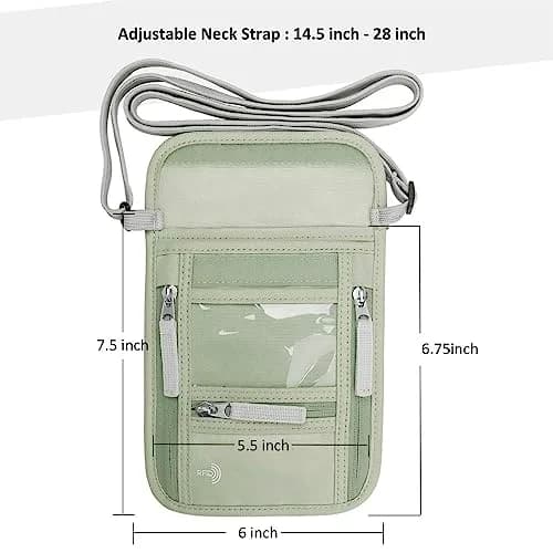 WALNEW RFID Blocking Passport Holder Neck Pouch 18cm (7.5") | Secure Travel Wallet with Lanyard for Men & Women thumbnail 2