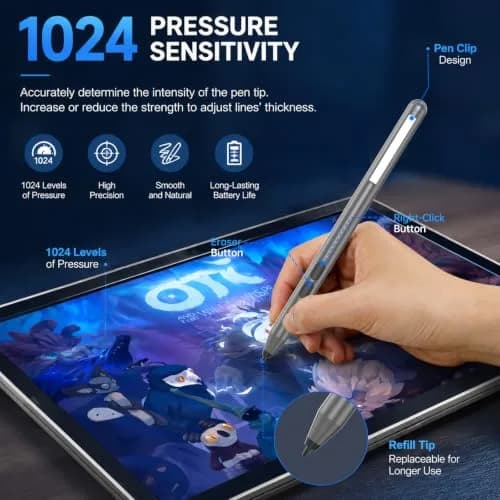 ANYQOO Active Stylus Pen for HP Laptops 1024 Pressure Levels | 2500 Hours Battery Life thumbnail 4