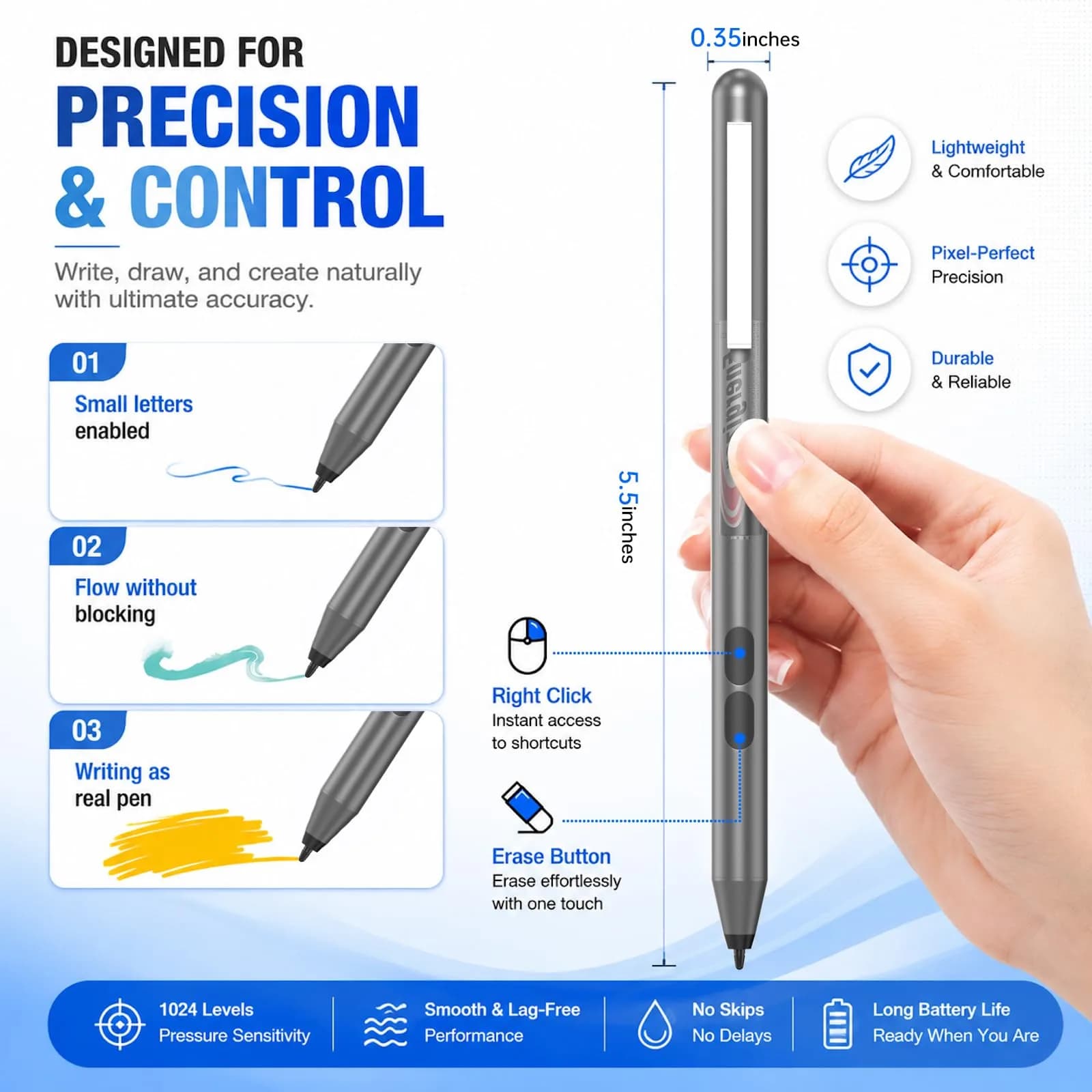 ANYQOO Active Stylus Pen for HP Laptops 1024 Pressure Levels | 2500 Hours Battery Life - view 6
