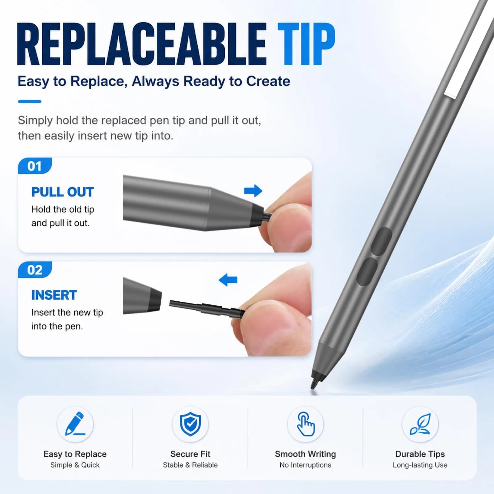 ANYQOO Active Stylus Pen for HP Laptops 1024 Pressure Levels | 2500 Hours Battery Life - view 8