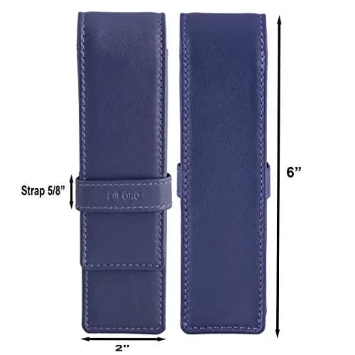 DiLoro Leather Double Pen Case Holder for 2 Pens Pencils Violet | Premium Full Grain Leather thumbnail 5