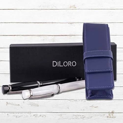 DiLoro Leather Double Pen Case Holder for 2 Pens Pencils Violet | Premium Full Grain Leather thumbnail 6