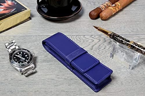 DiLoro Leather Double Pen Case Holder for 2 Pens Pencils Violet | Premium Full Grain Leather thumbnail 8