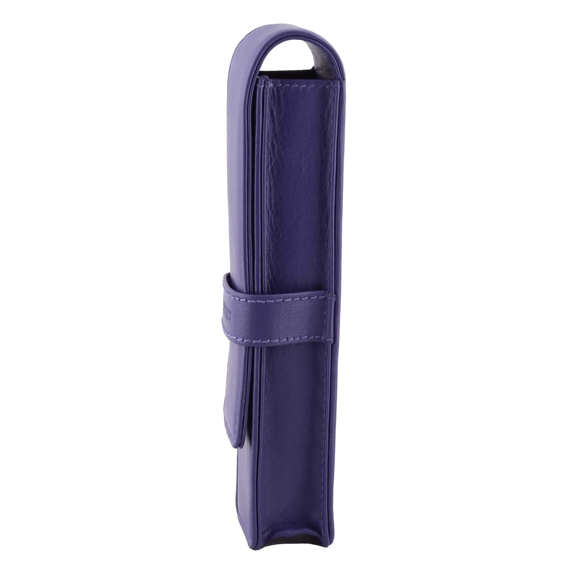 DiLoro Leather Double Pen Case Holder for 2 Pens Pencils Violet | Premium Full Grain Leather - view 2