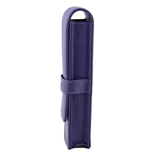 DiLoro Leather Double Pen Case Holder for 2 Pens Pencils Violet | Premium Full Grain Leather thumbnail 2