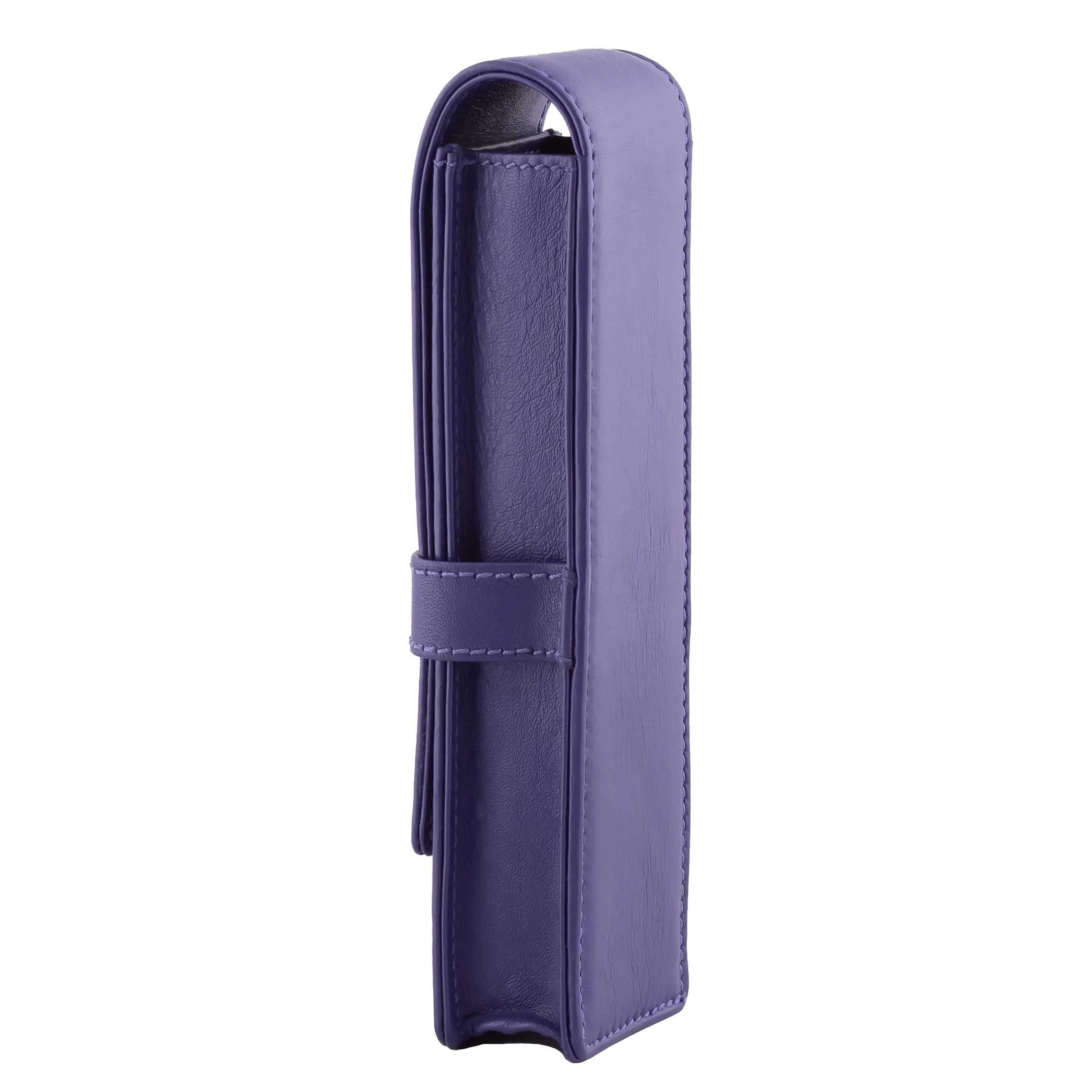 DiLoro Leather Double Pen Case Holder for 2 Pens Pencils Violet | Premium Full Grain Leather - view 3