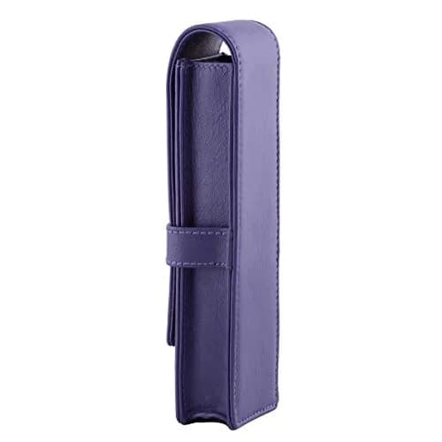 DiLoro Leather Double Pen Case Holder for 2 Pens Pencils Violet | Premium Full Grain Leather thumbnail 3