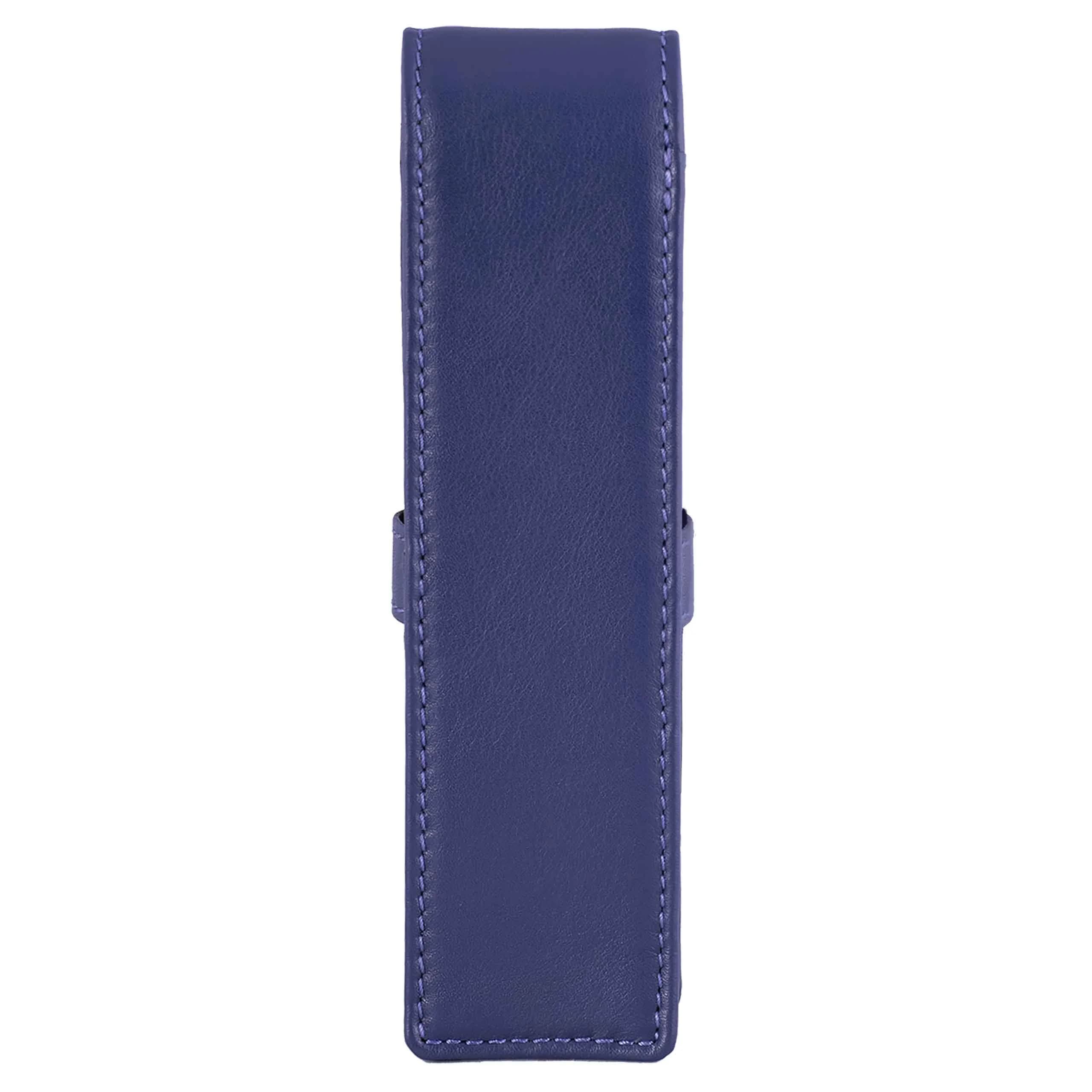 DiLoro Leather Double Pen Case Holder for 2 Pens Pencils Violet | Premium Full Grain Leather - view 4