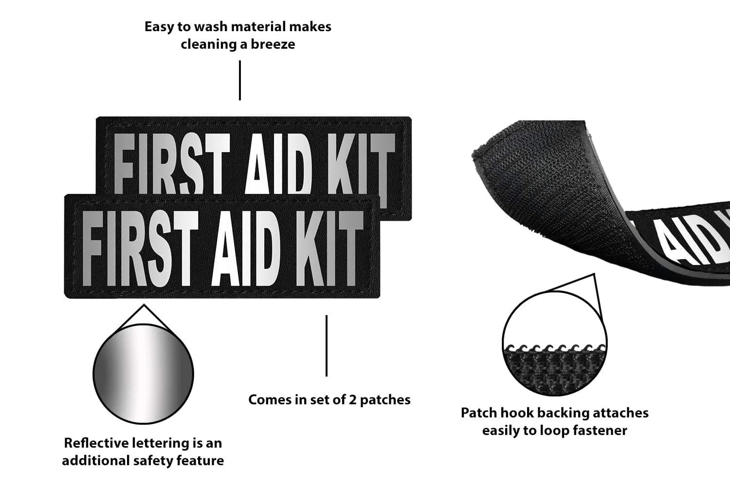 Dogline First Aid Kit Vest Patches 1" x 2.75" (2-Pack) | Reflective & Weather-Resistant ID for Working Dogs thumbnail 2