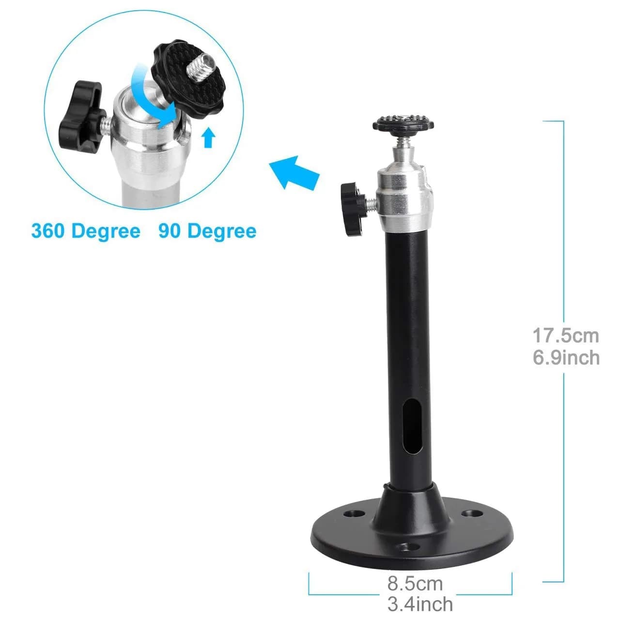 YiePhiot Black Mini Projector Mount Stand 175mm (6.89 inches) | Secure Ceiling/Wall Mount for Mini Projectors - view 4