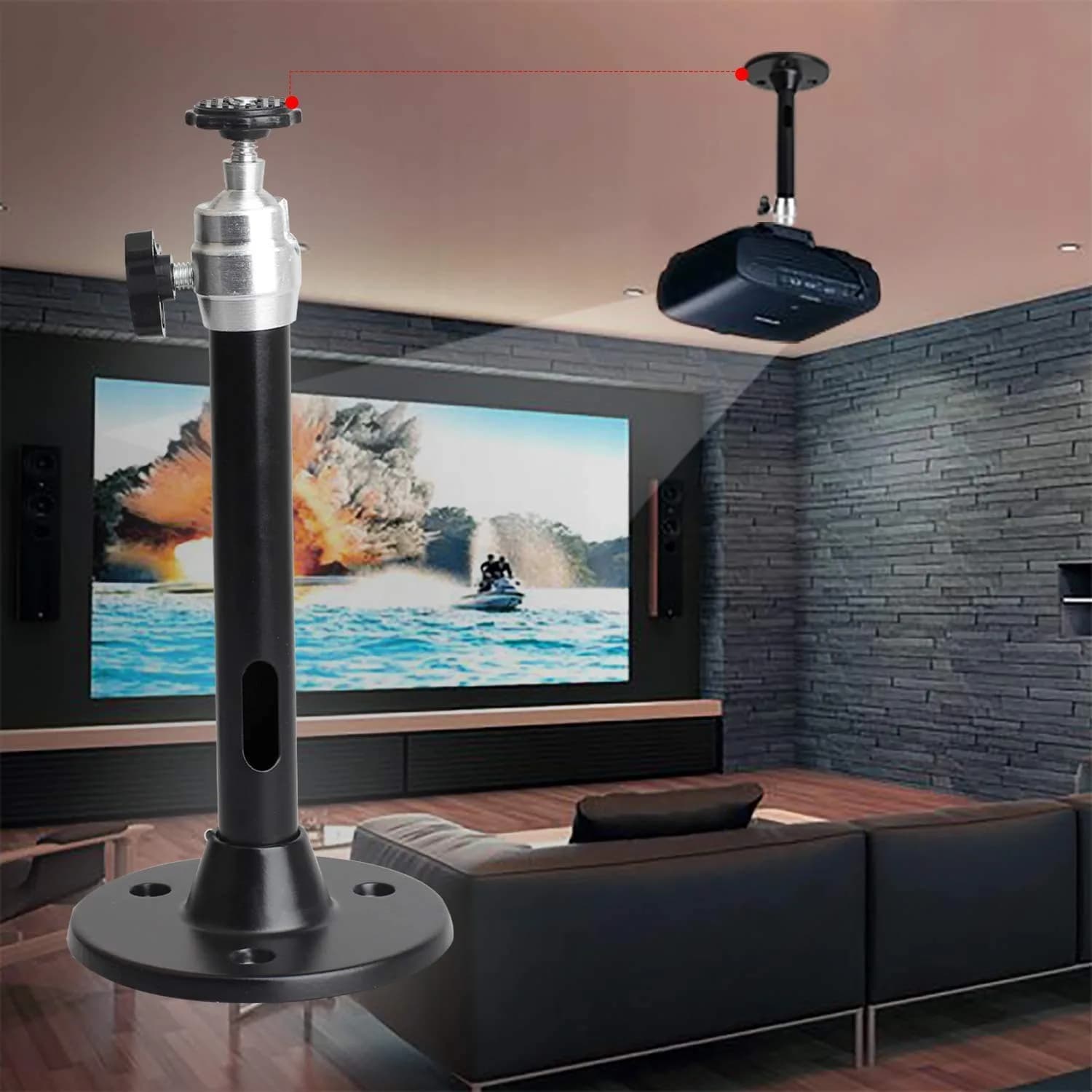 YiePhiot Black Mini Projector Mount Stand 175mm (6.89 inches) | Secure Ceiling/Wall Mount for Mini Projectors - view 5