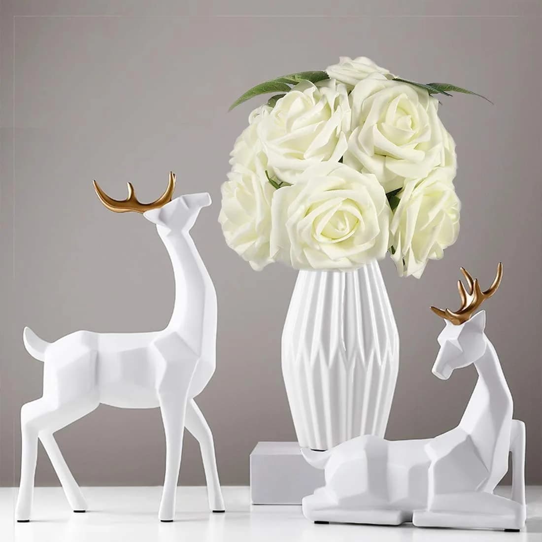 Higfra Artificial Latex Foam Roses with Stems (25 Count, Cream) | Realistic Fake Flowers for DIY Arrangements - view 6