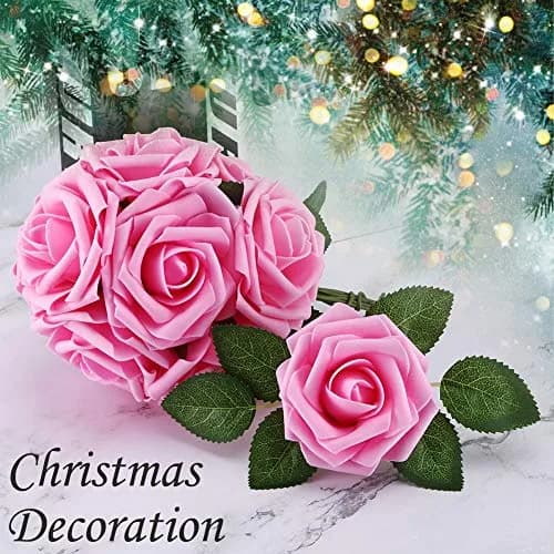 Higfra Artificial Roses 25pcs Peach Latex Foam Flowers with Stems | 7.6 cm (3 Inch) Rose Heads, 20.3 cm (8 Inch) Stems thumbnail 4