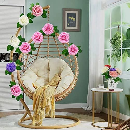 Higfra Artificial Roses 25pcs Peach Latex Foam Flowers with Stems | 7.6 cm (3 Inch) Rose Heads, 20.3 cm (8 Inch) Stems thumbnail 6