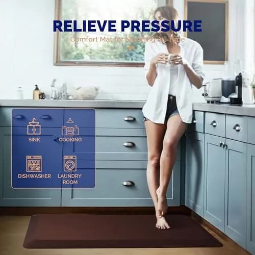 FEATOL Anti Fatigue Mat for Standing Desk & Kitchen Floor, 9/10 Extra Thick | Ergonomic Support for Long Standing thumbnail 4